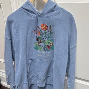 Blue Hoodie with Floral Design urban outfitters